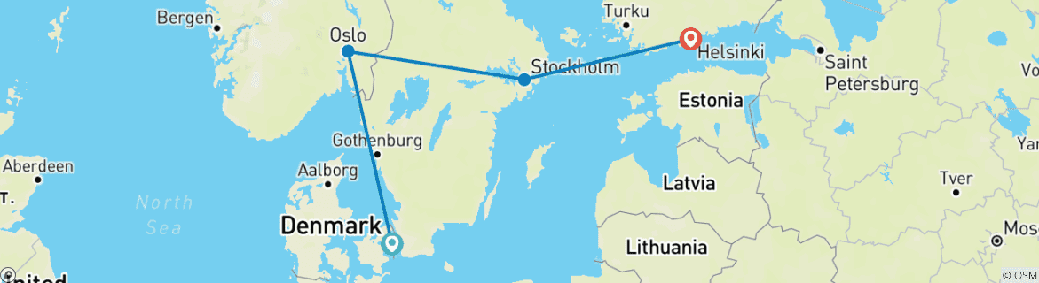 Carte du circuit Les capitales du Nord