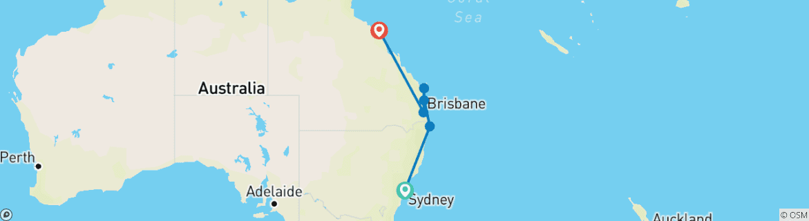 Foto van een kaart met de route van de rondreis