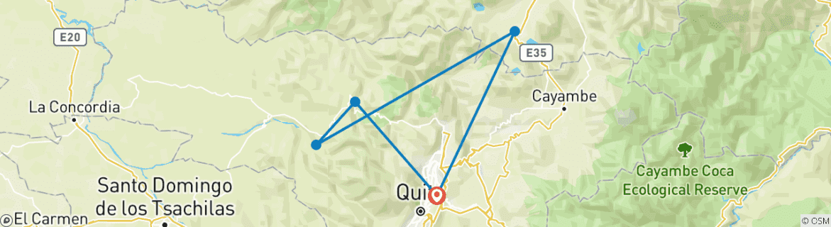 Map of Pure Nature in Northern Ecuador - 7 Days