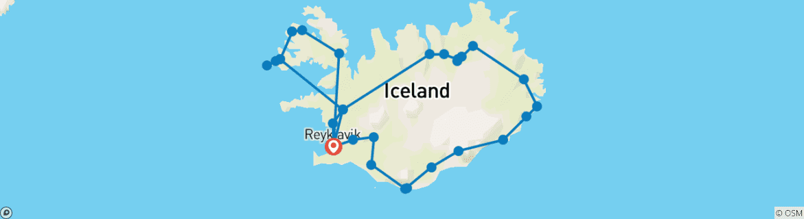 Map of 17 Days Combo Iceland Circle & Westfjords of Iceland