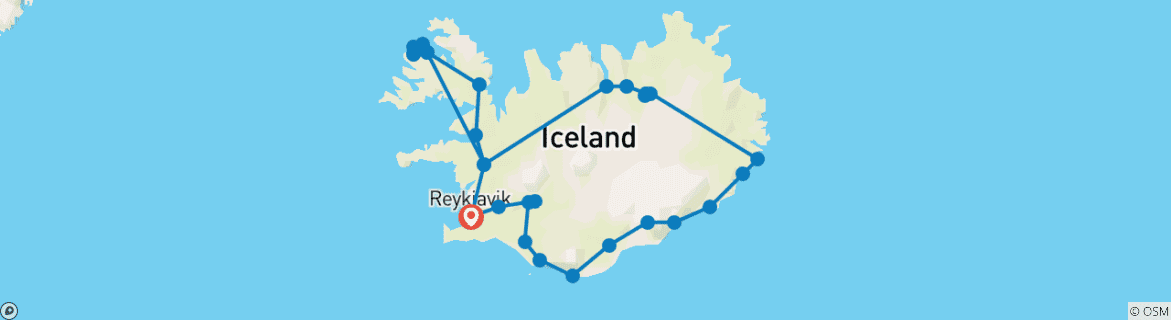 Mapa de Combo de 12 Días Secretos de la Aurora Boreal - Westfjords y Círculo de Islandia guiado