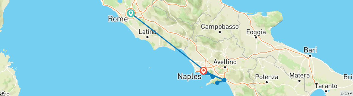 Map of Winter Escapes: Rome & Amalfi Odyssey