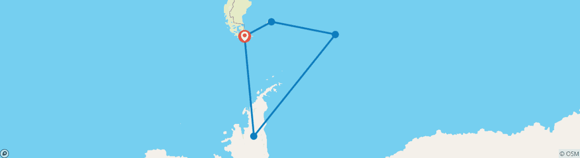 Foto van een kaart met de route van de rondreis