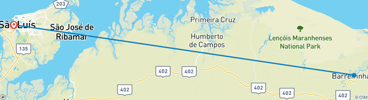 Map of Lençóis Maranhenses Experience