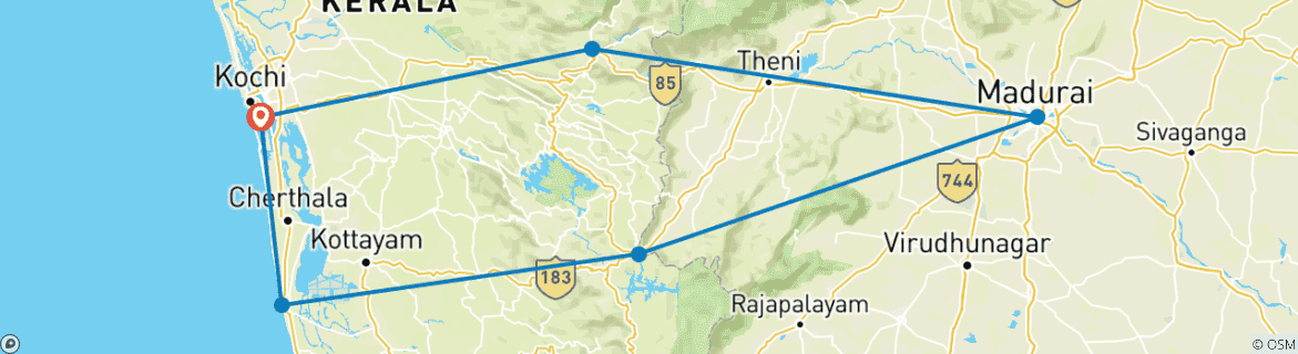 Kaart van Kerala ontdekken - De schatten van Zuid-India onthullen