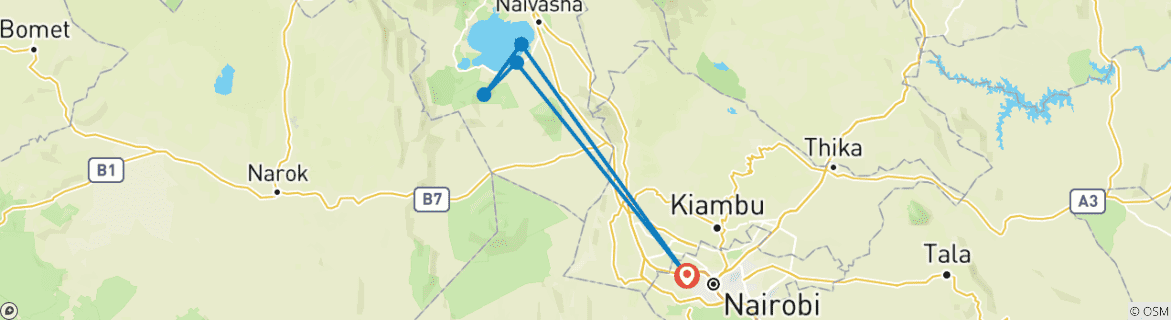 Image d'une carte montrant l'itinéraire du circuit