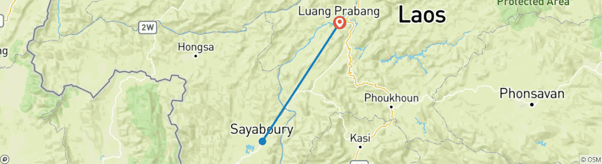 Map of Toxic Luang Prabang Offroad Motorbike Tour To Hongsa – Sayabury