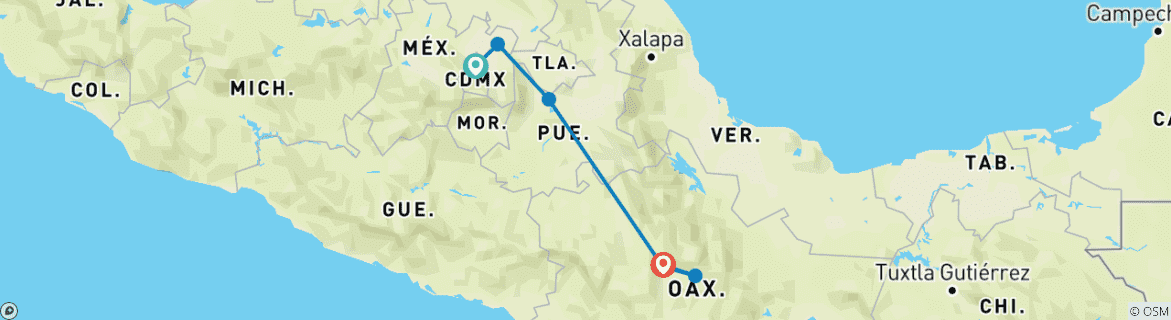 Carte du circuit Mexico et Oaxaca