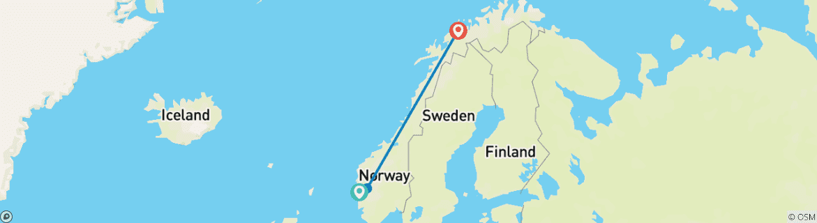 Map of 7-DAY SKI IN FJORD NORWAY & AURORA IN TROMSØ