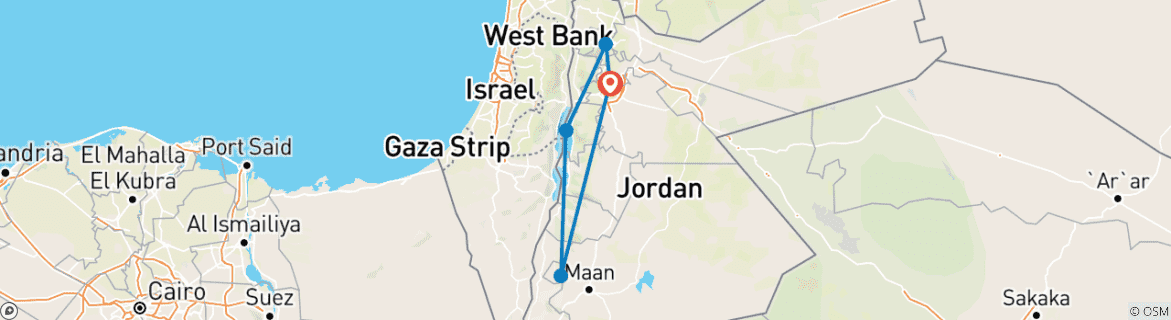 Map of A Taste of Jordan 4 day 3 night Tour (CT-JHT-007)