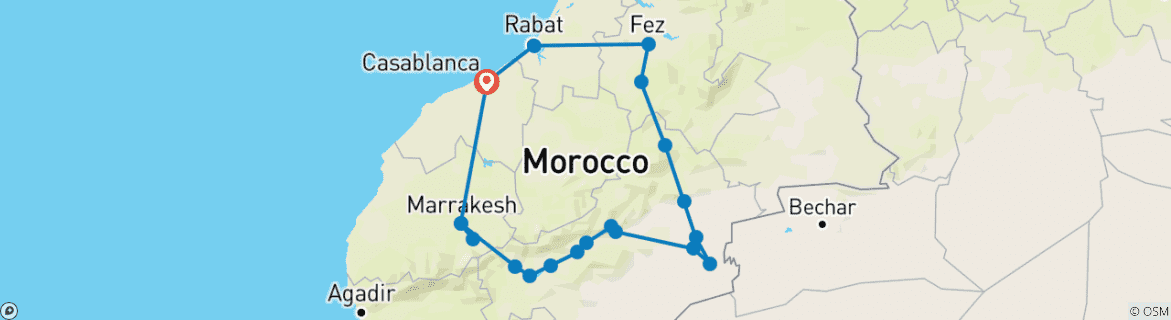 Image d'une carte montrant l'itinéraire du circuit