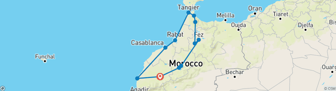 Map of Marokko: Privatreise Küste, Königsstädte, Atlas und Rif