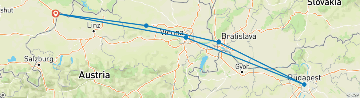 Karte von Donaumetropolen zur Vorweihnachtszeit