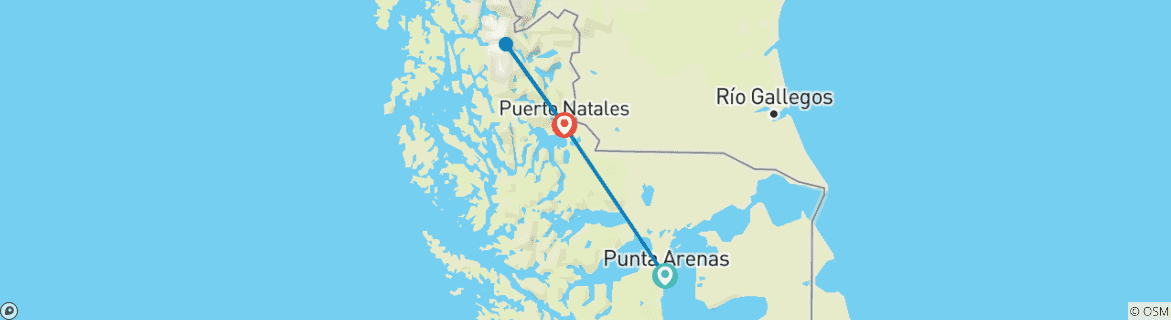 Map of Relaxed Best of Southern Chilean Patagonia in 6 Days