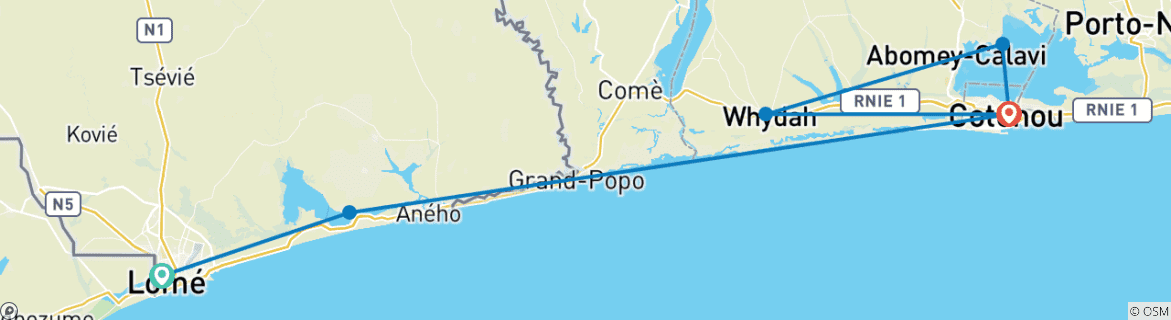 Map of 8 Day West African Cultural Immersion - Togo and Benin