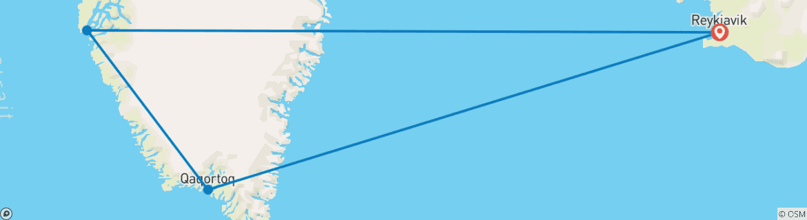 Mapa de Descubrir Groenlandia - De Reikiavik a Nuuk (MS Fridtjof Nansen, 14 días, 2025) (4 destinations)