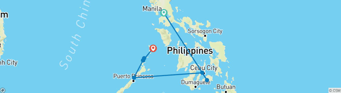 Map of Philippines Bucket List: Island Hopping to Bamboo Hut (8 destinations)