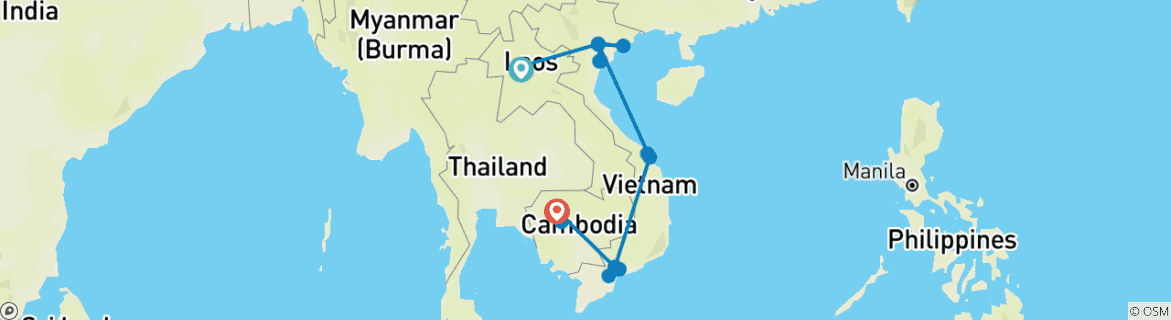 Karte mit der Reiseroute