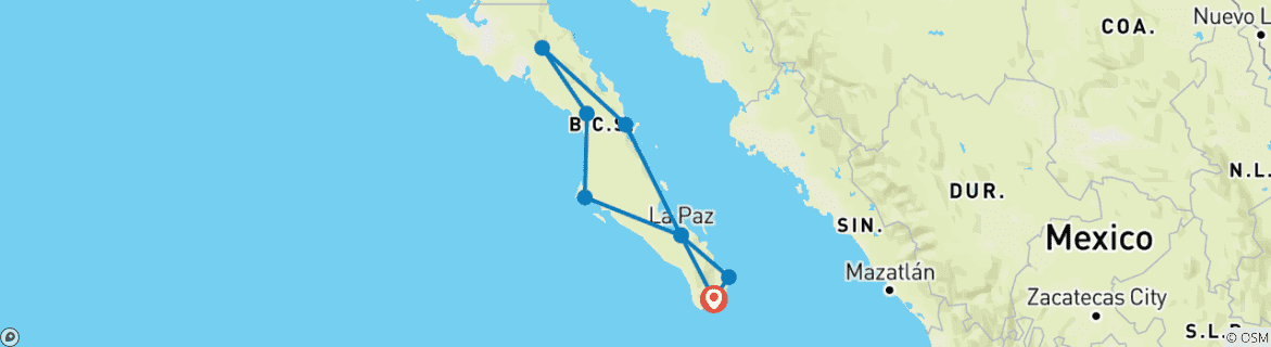 Map of Baja California Whales and Desert 14 Days - Winter