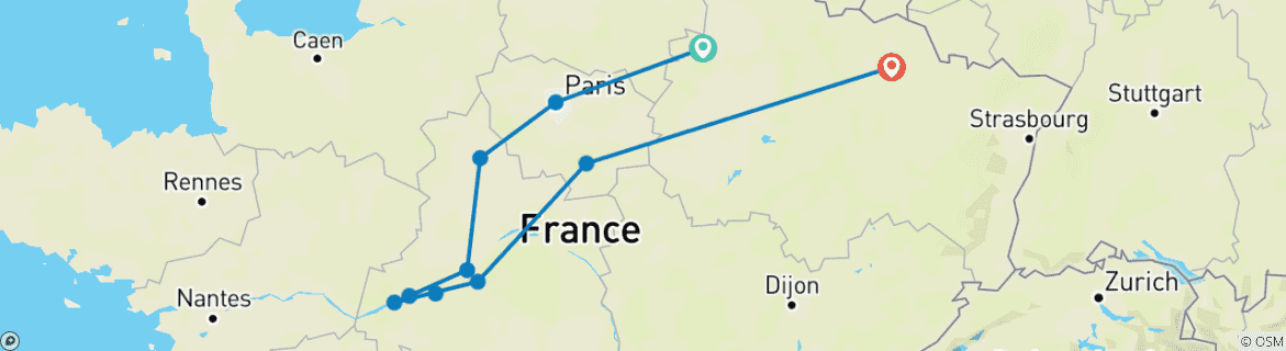 Map of Frankreichs Schlösser und Gärten