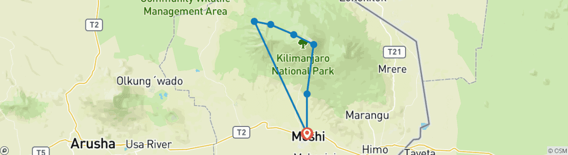 Image d'une carte montrant l'itinéraire du circuit