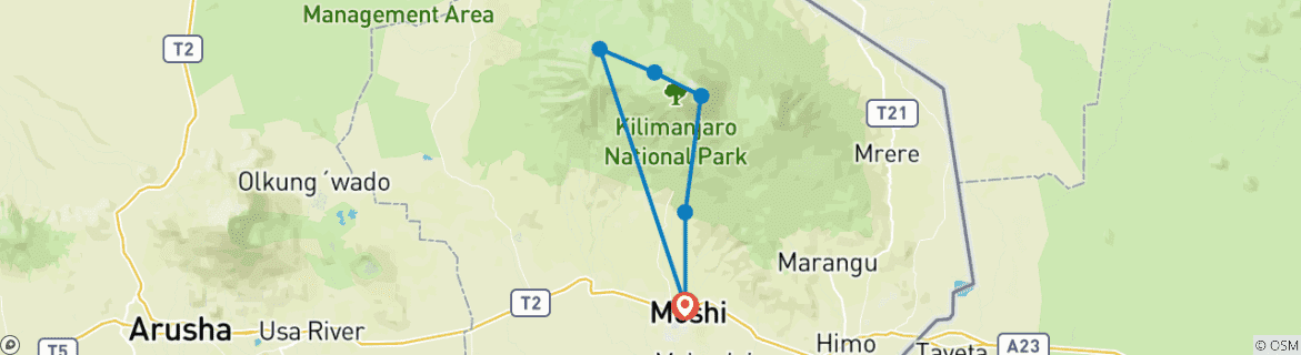 Karte mit der Reiseroute