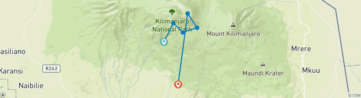 Image d'une carte montrant l'itinéraire du circuit