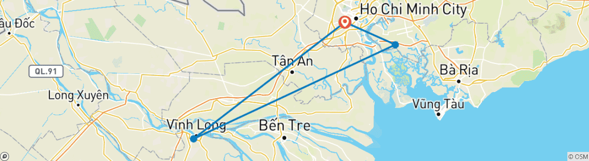 Karte mit der Reiseroute