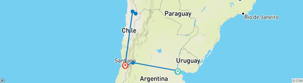 Map of Argentina, Atacama Desert & Chile Delights