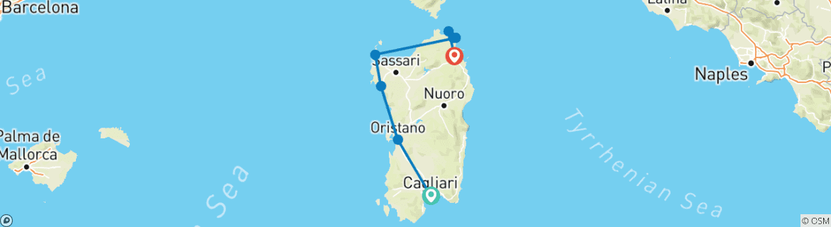 Map of Best of Sardinia, Self-Drive