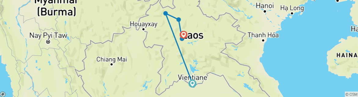 Map of Amazing Laos 8 days