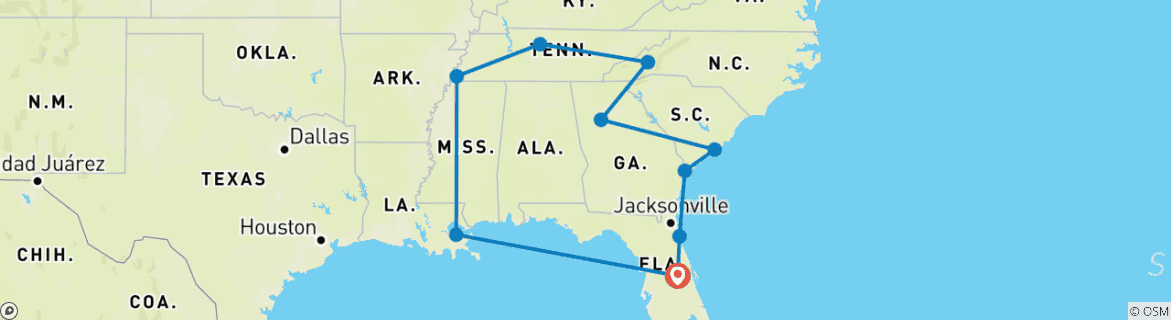 Map of Romantic south