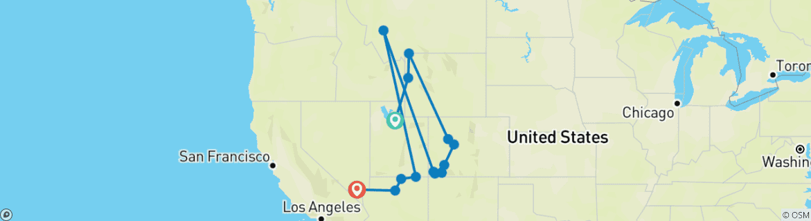 Map of From Yellowstone to the Grand Canyon