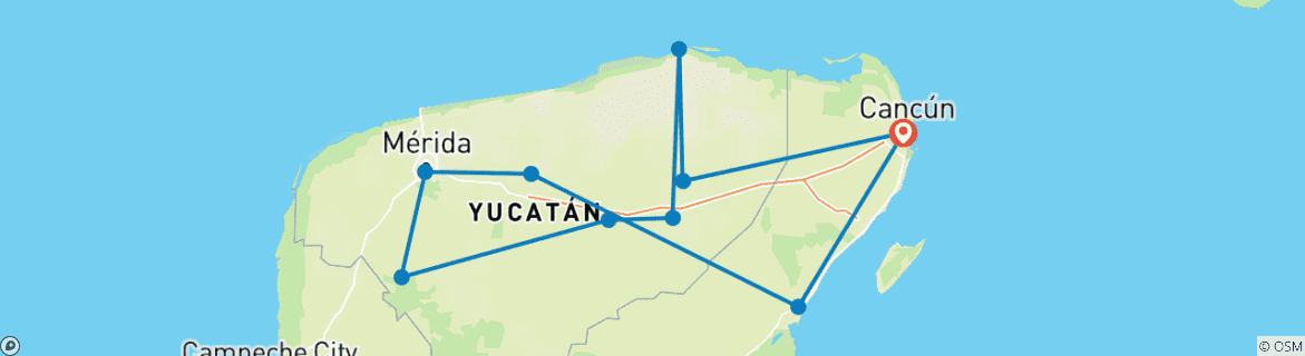 Karte mit der Reiseroute