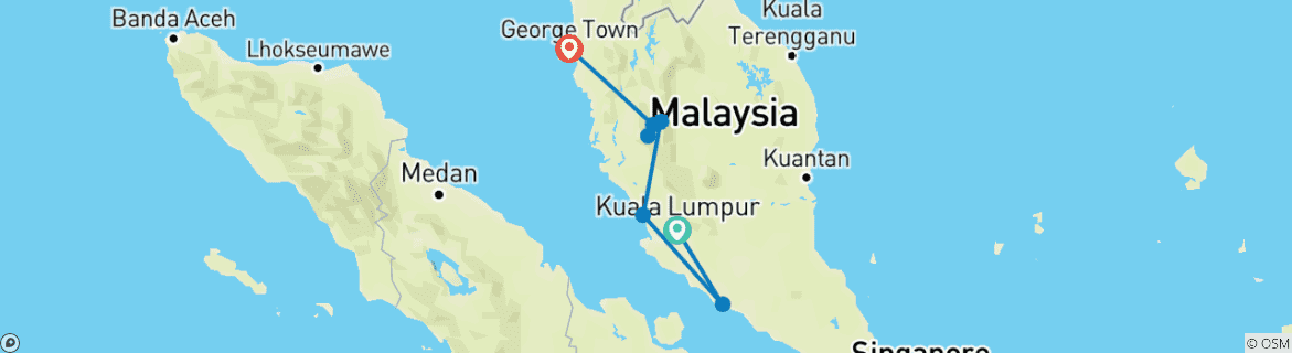 Map of Best of Malaysia (group tour)