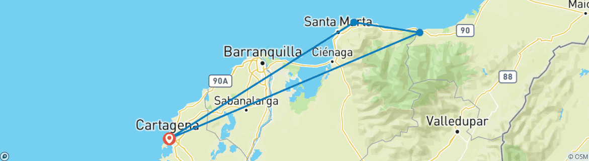 Mapa de Parque Nacional de Tayrona y costa caribeña de Colombia