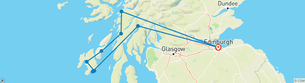 Map of Whisky tour - Isle of Islay and the coast