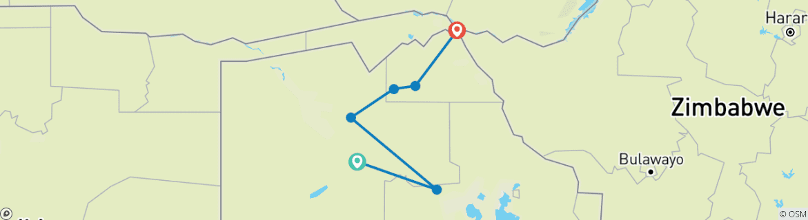 Map of The heartbeat of Africa (8 nights from Maun)