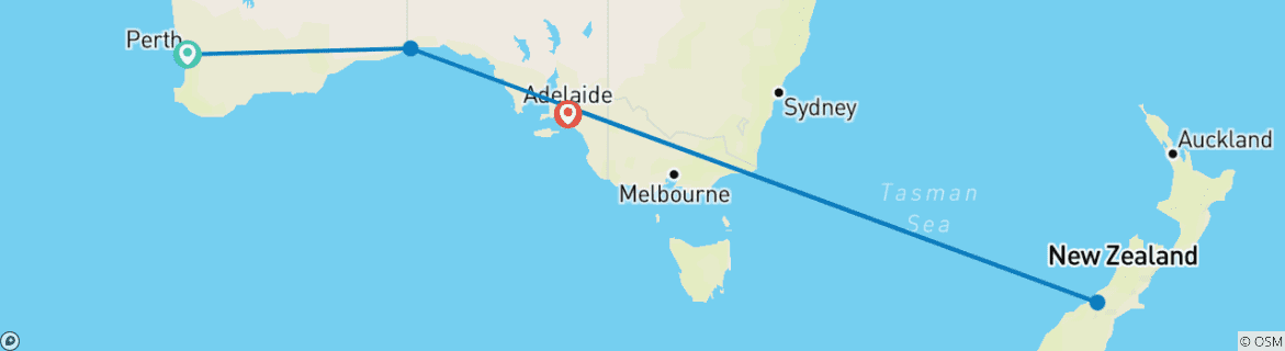 Map of Indian Pacific - Perth - Adelaide