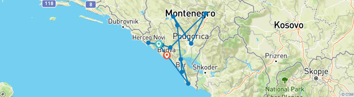 Map of Experience Montenegro in all its facets