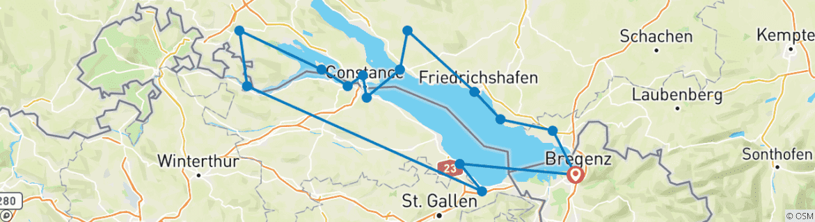 Karte von Das Schonste vom Bodensee - Jahrestour 2025