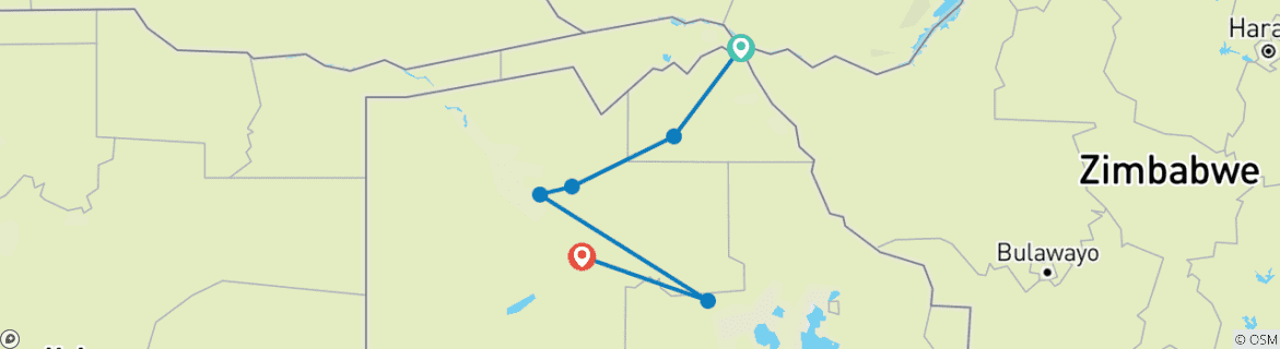 Map of The heartbeat of Africa (8 nights from Kasane)