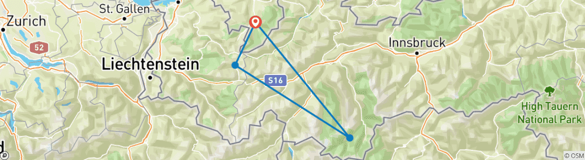 Map of Crossing the Alps - on the E5 from Oberstdorf to Merano