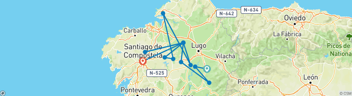 Map of Hiking on the Way of St. James - The French route