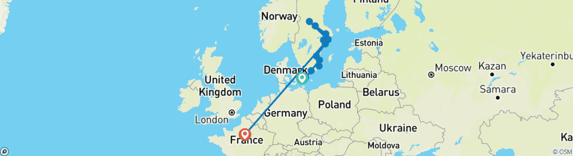 Karte von Grosse Sudschweden Rundreise (ab/bis Malmo)