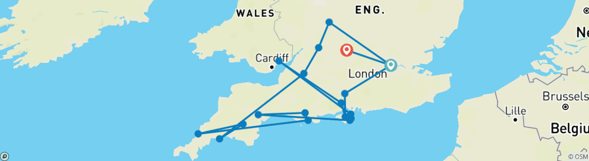 Mapa de Descubre el sur de Inglaterra de forma relajada