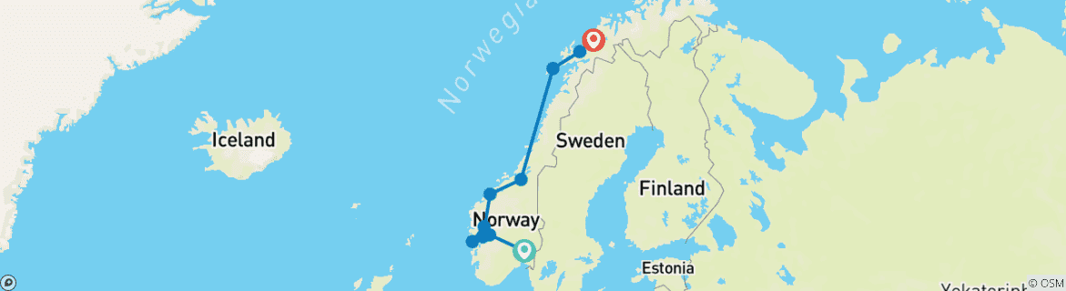 Karte von Das Beste aus Fjord- und Nordnorwegen im Winter