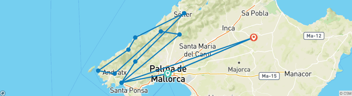 Karte von Mallorca gemutlich erwandern