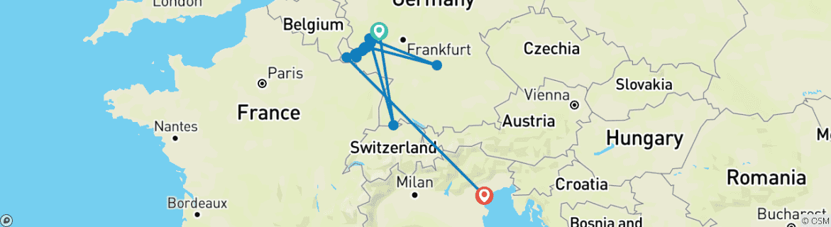 Carte du circuit MS Olympia - Coblence - Saarburg