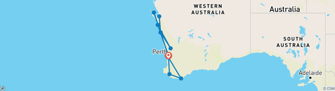 Map of Highlights of Western Australia 10 Days